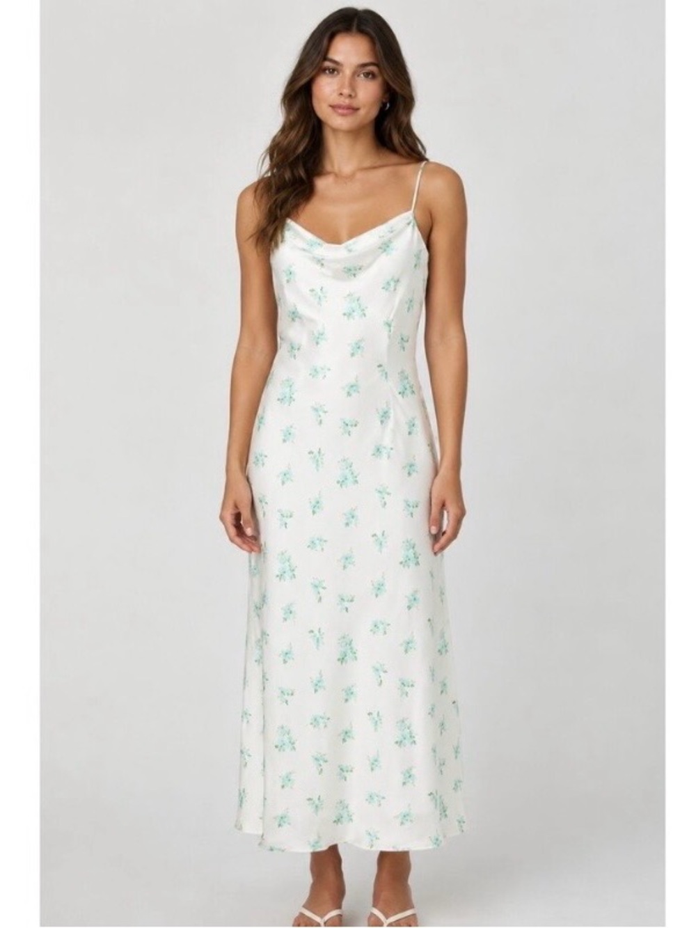 NWT French Connection Anna Fleur Floral Cowl Midi Dress Size 10 *Retail $148